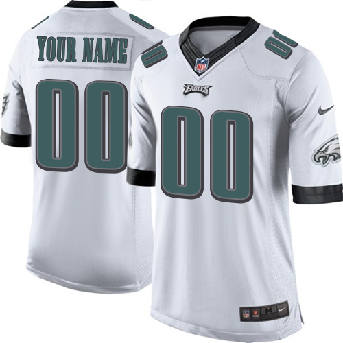 Men's Limited Nike Jersey White Road - Customized NFL Philadelphia Eagles